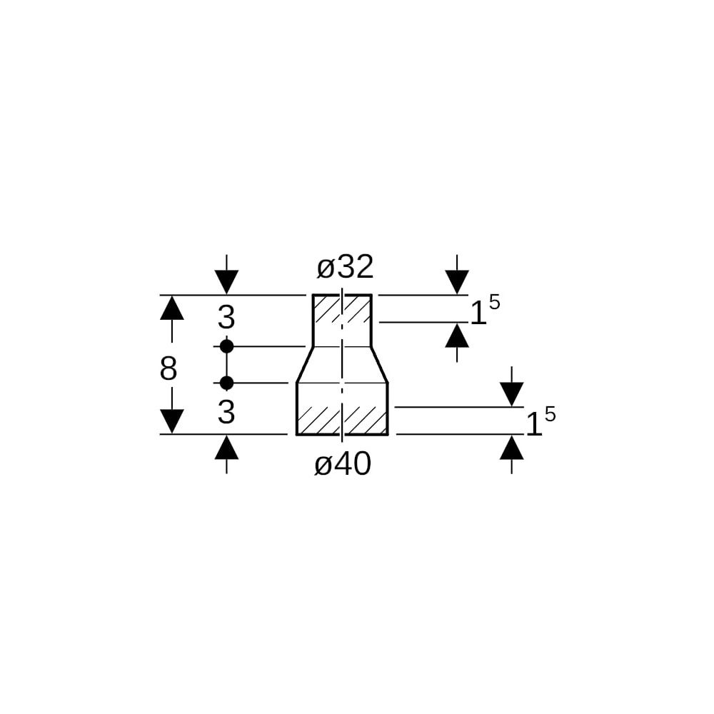 Geberit PE Reduktion zentrisch, kurz d 40mm, d1 32mm... GEBERIT-360557161 4025416021766 (Abb. 5)