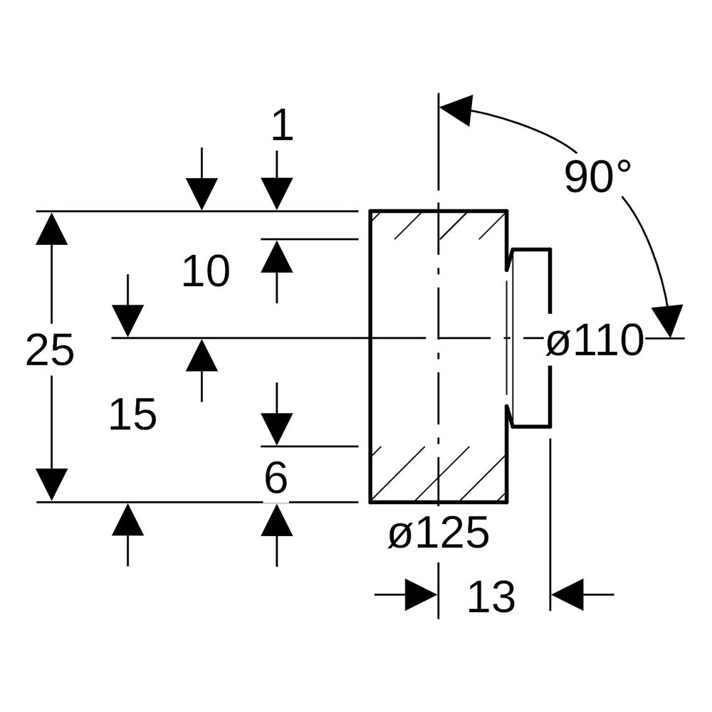 Geberit PE Reinigungsstück 90 Grad mit runder Serviceöffnung Außendurchmesser 125mm... GEBERIT-368451161 4025416033752 (Abb. 7)