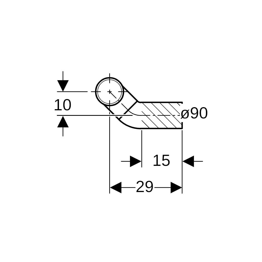 Geberit PE Anschlussbogen 90 Grad für Wand-WC, links gekröpft, mit Erweiterung Außen... GEBERIT-366913161 4025416030270 (Abb. 7)