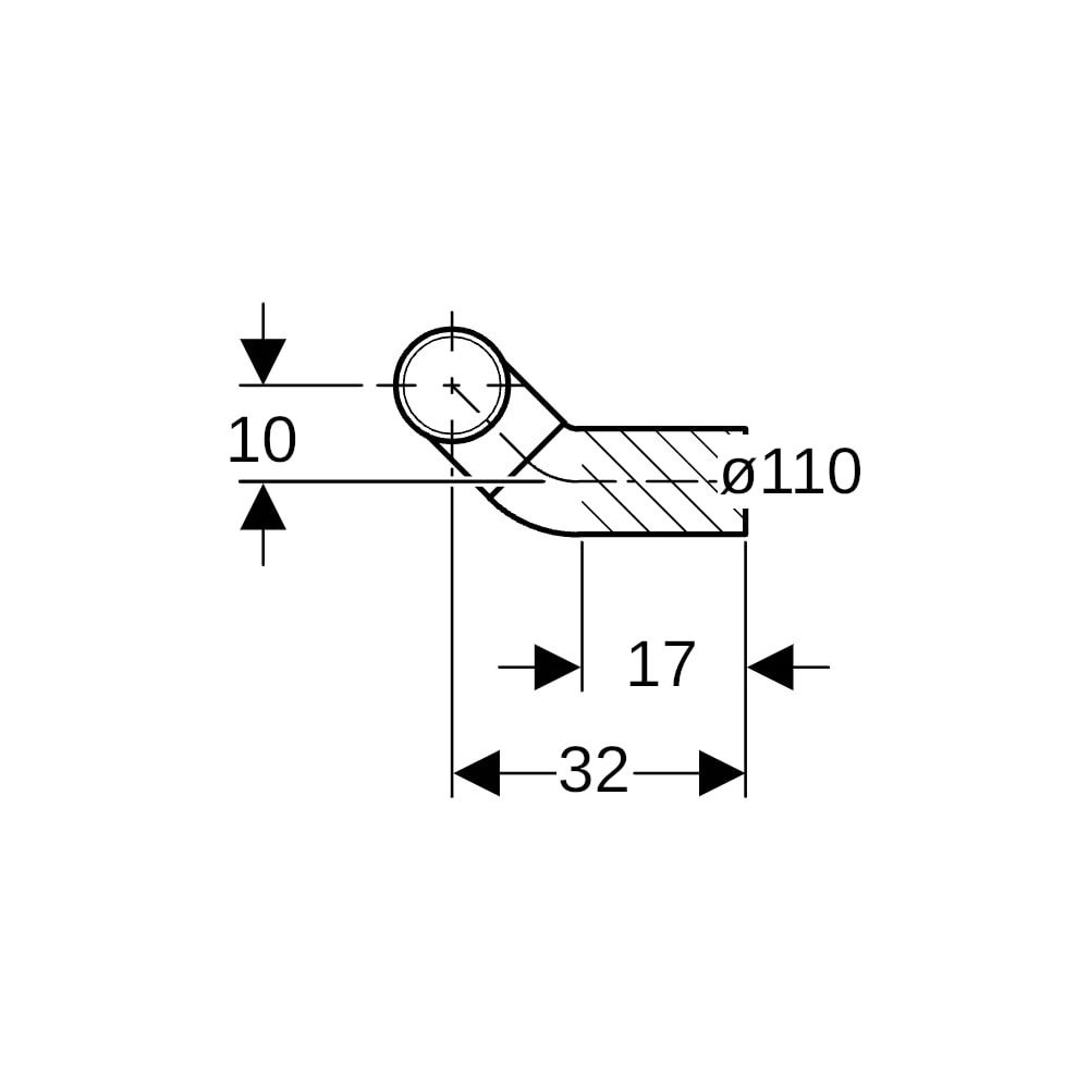 Geberit PE Anschlussbogen 90 Grad für Wand-WC, links gekröpft, mit Erweiterung, d 11... GEBERIT-367901161 4025416033042 (Abb. 7)