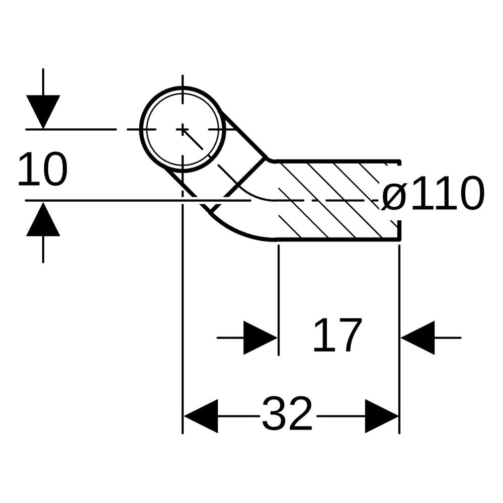 Geberit PE Anschlussbogen 90 Grad für Wand-WC, links gekröpft, mit Erweiterung, D 1... GEBERIT-367913161 4025416033110 (Abb. 10)