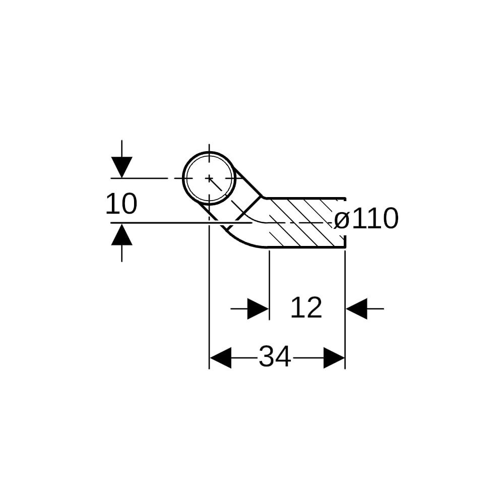 Geberit PE Doppelanschlussbogen 90 Grad gekröpft, für Wand-WC d 110mm, d1 90mm... GEBERIT-367485161 4025416031536 (Abb. 7)