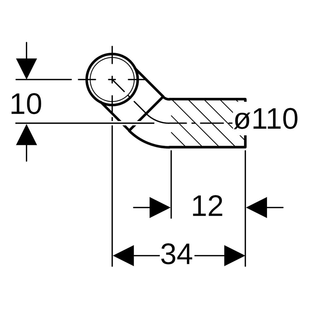 Geberit PE Doppelanschlussbogen 90 Grad gekröpft, für Wand-WC Außendurchmesser 110mm... GEBERIT-367904161 4025416033097 (Abb. 9)