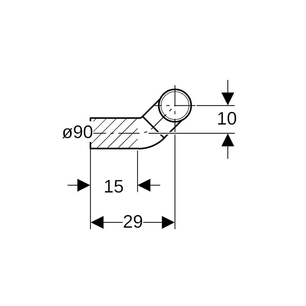 Geberit PE Anschlussbogen 90 Grad für Wand-WC, rechts gekröpft, mit Erweiterung Auße... GEBERIT-366914161 4025416030287 (Abb. 7)