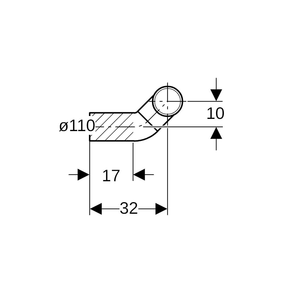 Geberit PE Anschlussbogen 90 Grad für Wand-WC, rechts gekröpft, mit Erweiterung, d 1... GEBERIT-367902161 4025416033059 (Abb. 7)