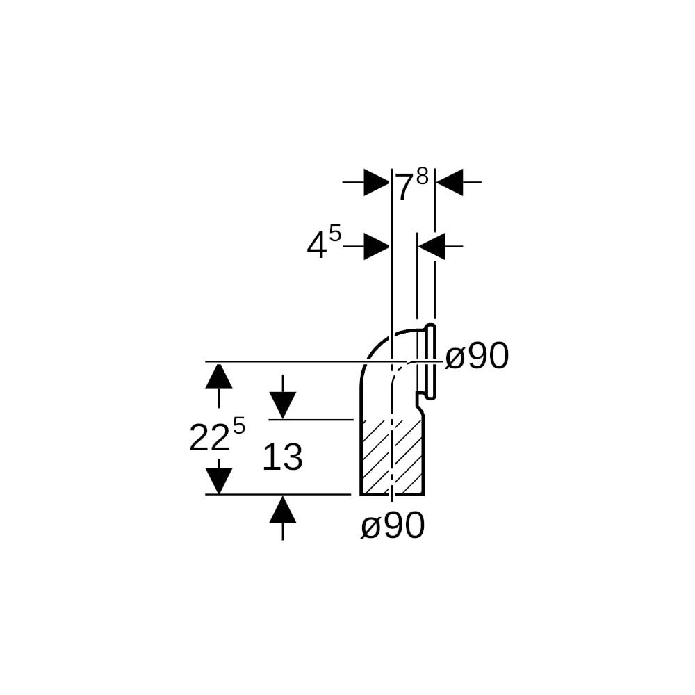 Geberit PE Anschlussbogen 90 Grad für Wand-WC, mit Erweiterung Außendurchmesser 90mm... GEBERIT-366925161 4025416030300 (Abb. 5)