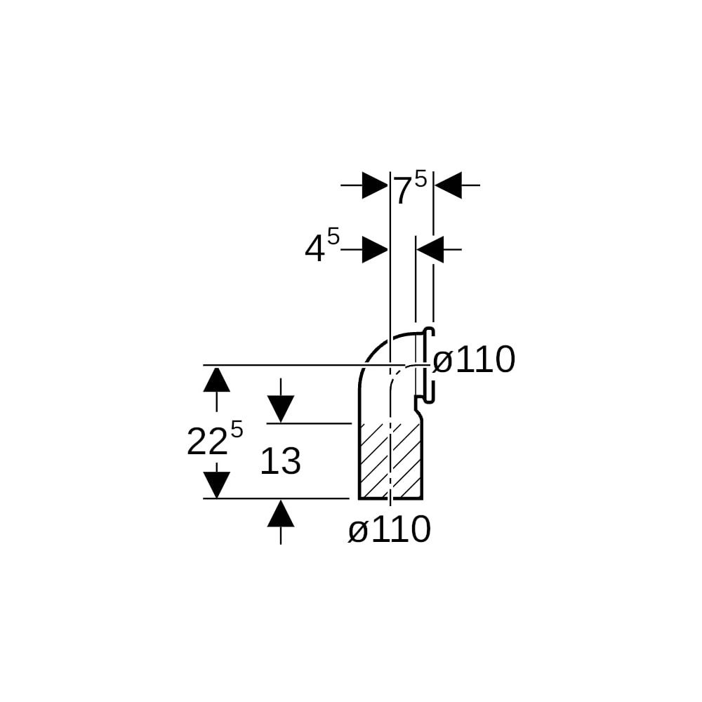 Geberit PE Anschlussbogen 90 Grad für Wand-WC, mit Erweiterung d 110mm, d1 110mm... GEBERIT-367792161 4025416032359 (Abb. 5)