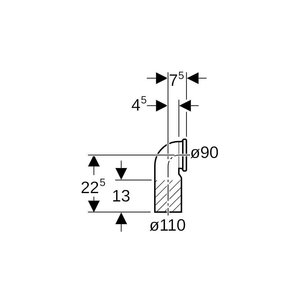 Geberit PE Anschlussbogen 90 Grad für Wand-WC, mit Erweiterung, d 110mm, d1 90mm... GEBERIT-367925161 4025416033158 (Abb. 5)