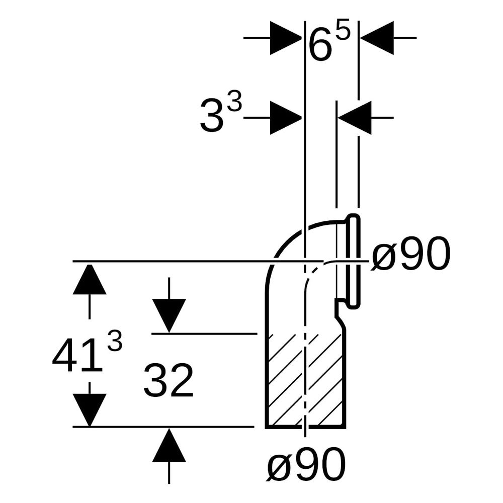 Geberit PE Anschlussbogen für Wand-WC, 90 Grad, mit Lippendichtung, verlängert, DN 9... GEBERIT-241899001 4025416728085 (Abb. 6)