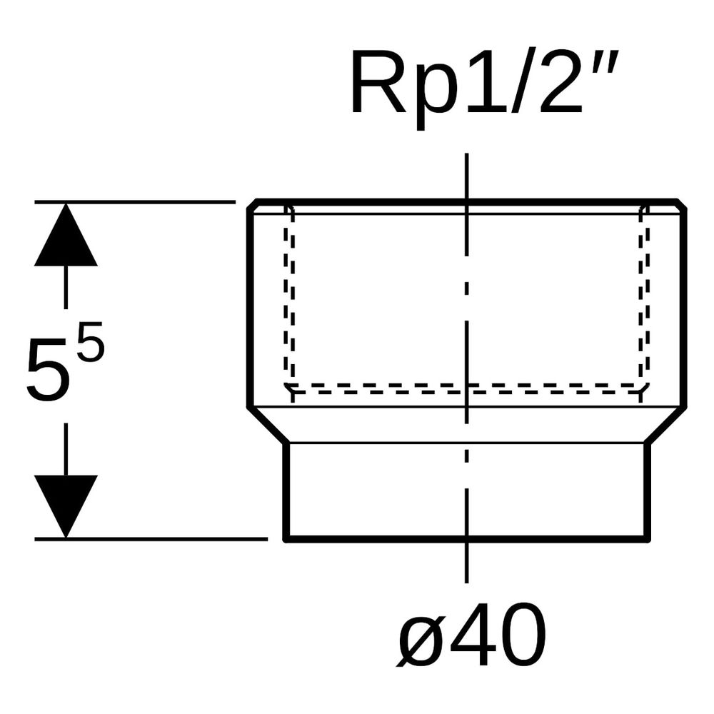 Geberit PE Übergang mit Innengewinde, DN 40, 40mm x Rp 1/2", PE-HD, Schwarz... GEBERIT-360719161 4025416021780 (Abb. 6)