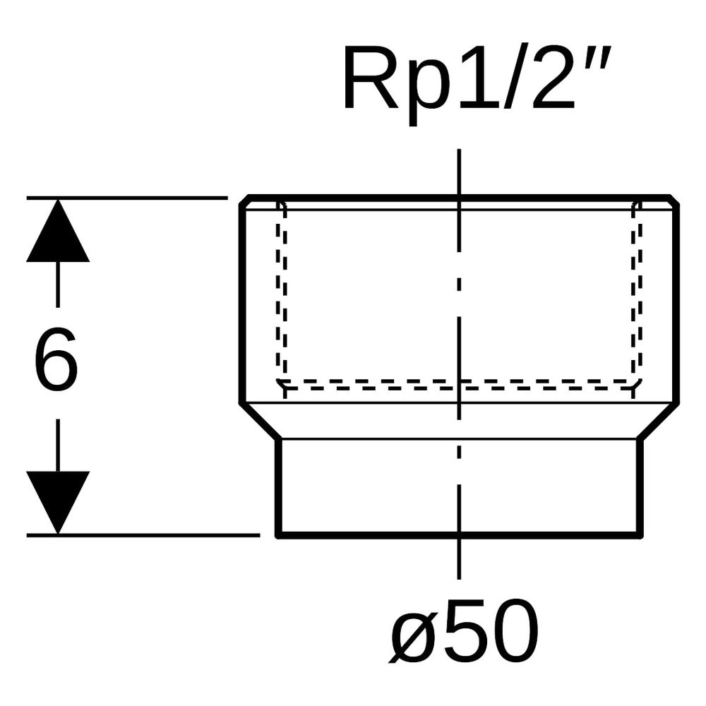 Geberit PE Übergang mit Innengewinde, DN 50, Rp 1/2", PE-HD, Schwarz, 361719161... GEBERIT-361719161 4025416022800 (Abb. 6)