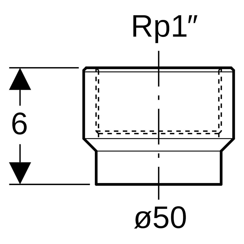 Geberit PE Übergang mit Innengewinde, DN 50, 50mm, Rp 1", PE-HD, Schwarz, 361721161... GEBERIT-361721161 4025416022824 (Abb. 6)