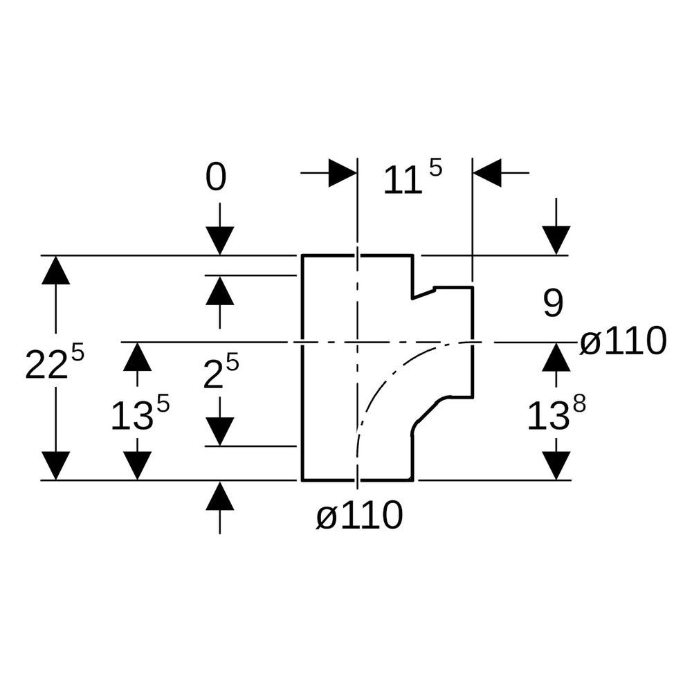 Geberit Bogenabzweig PE, 88,5 Grad, DN 100, 110mm, PE-HD, Schwarz, 367163161... GEBERIT-367163161 4025416030935 (Abb. 6)