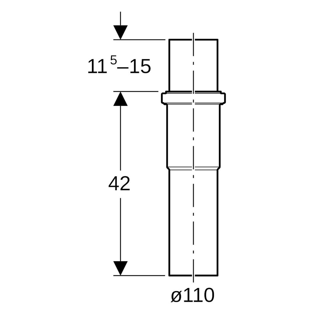 Geberit Langmuffe PE, DN 100, 110mm, 420mm, PE-HD, Schwarz, 367701161... GEBERIT-367701161 4025416032076 (Abb. 6)