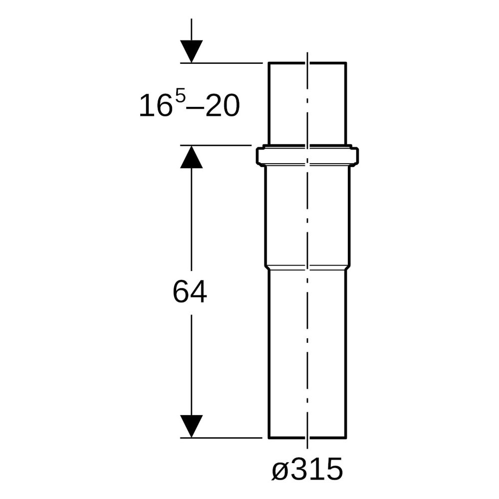 Geberit Langmuffe PE-HD, DN 300, 315mm, 64cm, Schwarz, 372701161... GEBERIT-372701161 4025416036784 (Abb. 6)