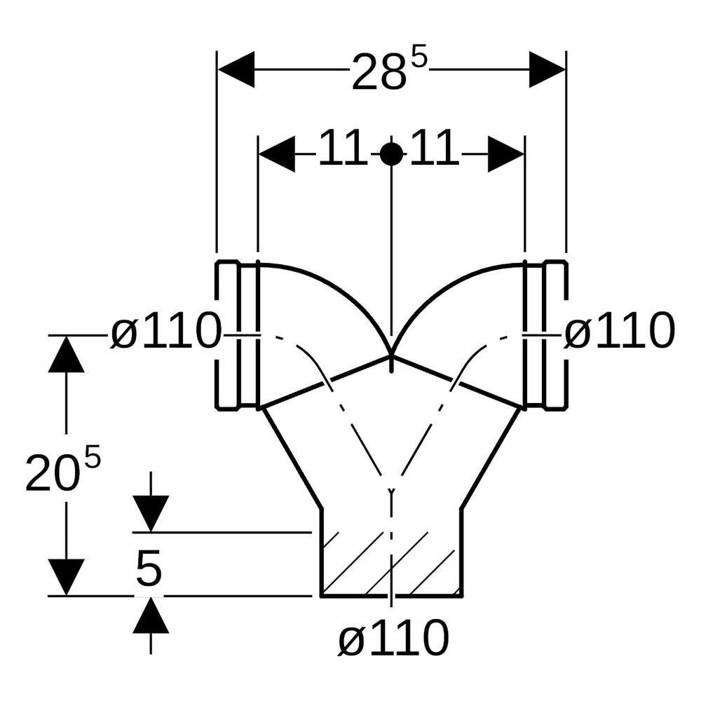 Geberit PE Doppelanschlussbogen 90 Grad für Wand-WC, D 110mm, D1 110mm... GEBERIT-367903161 4025416033073 (Abb. 6)