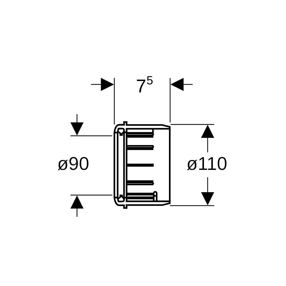 Geberit PE Übergangsmuffe DN 90/100 Außendurchmesser 90/110mm Höhe 75mm mit Lippendi... GEBERIT-367928161 4025416033189 (Abb. 5)