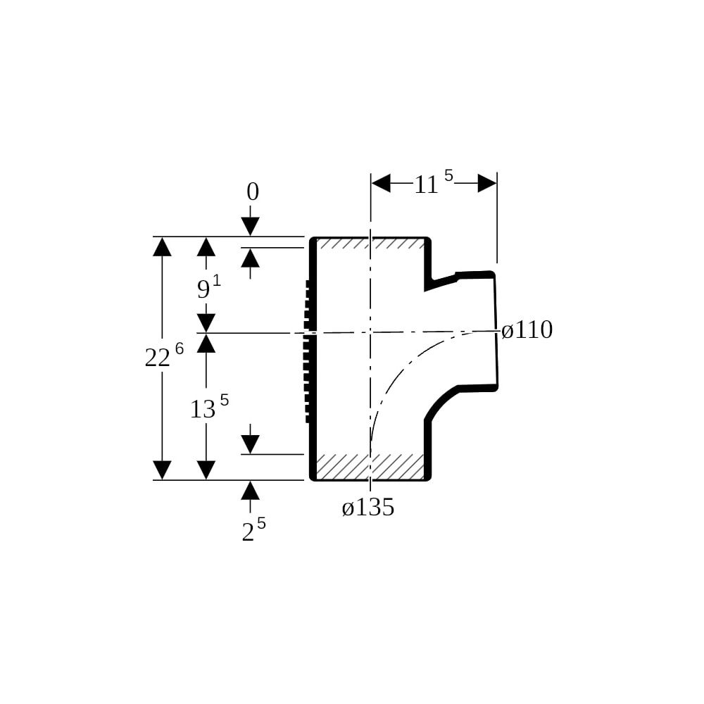 Geberit Silent db20 Bogenabzweig 88,5 Grad Außendurchmesser 135mm... GEBERIT-312109141 4025416482345 (Abb. 5)