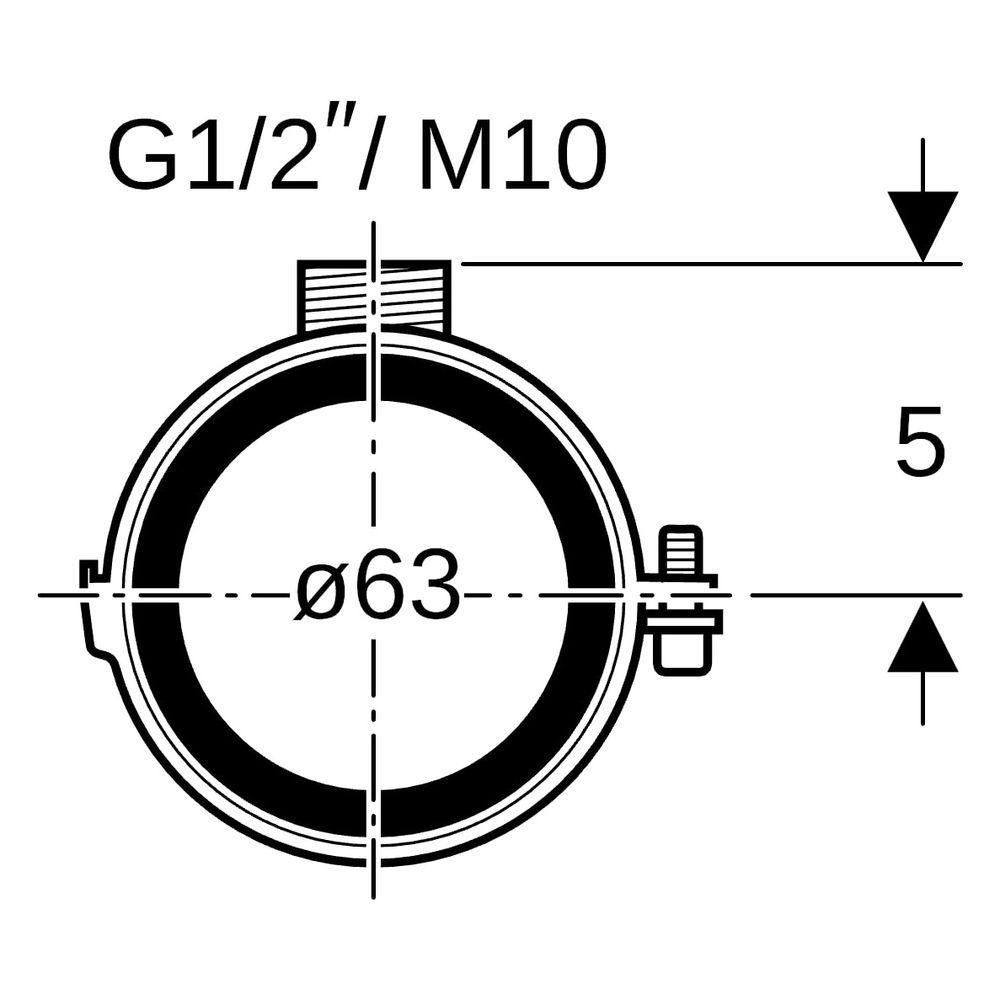 Geberit Silent db20 Rohrschelle gedämmt, mit Gewindemuffe M10, G 1/2" ID 63mm, G 1/2... GEBERIT-306812261 4025416089964 (Abb. 6)