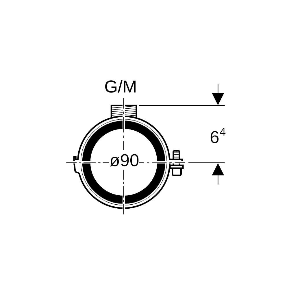 Geberit Silent db20 Rohrschelle gedämmt, mit Gewindemuffe M10, G 1/2" di 90mm, G 1/2... GEBERIT-308812261 4025416089988 (Abb. 5)