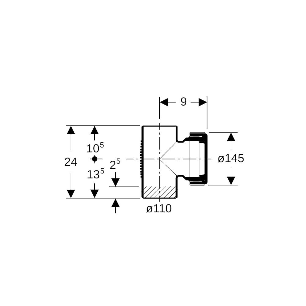 Geberit Silent db20 Reinigungsstück 90 Grad mit runder Serviceöffnung Außendurchmess... GEBERIT-310334141 4025416310730 (Abb. 5)