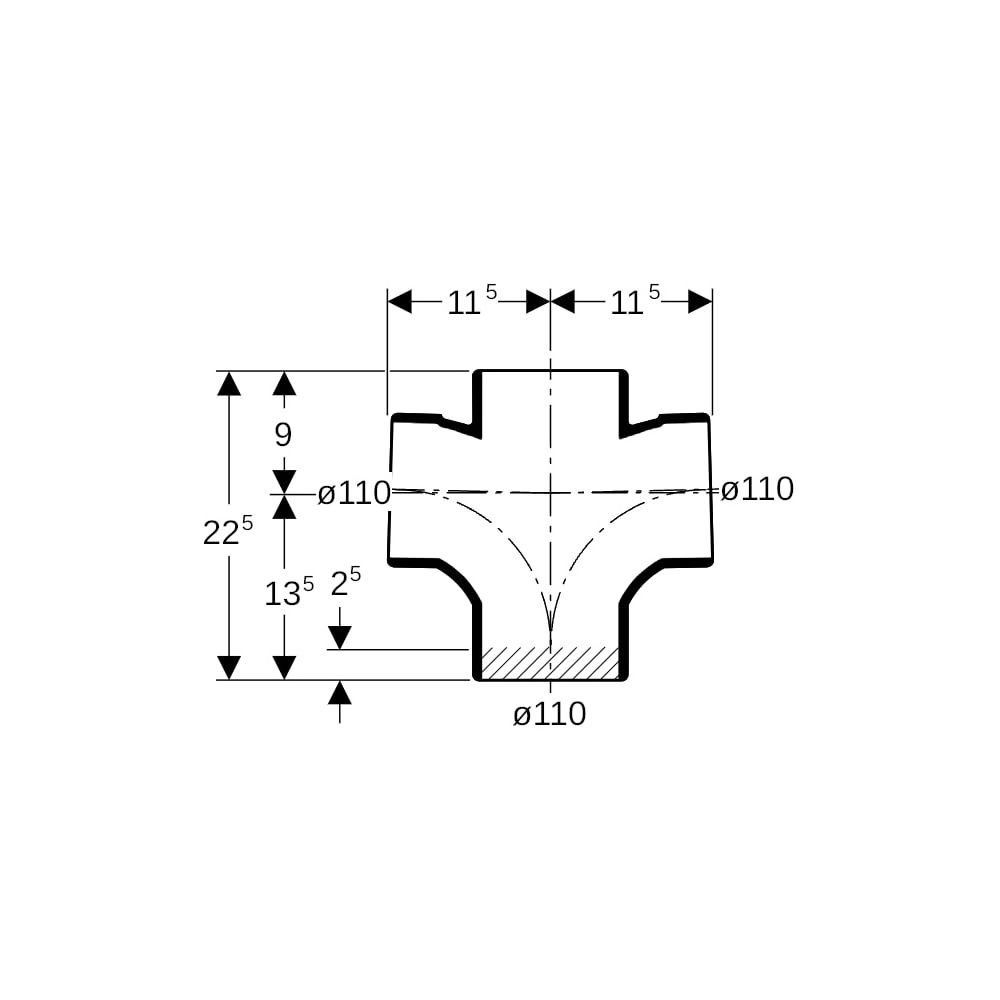 Geberit Silent db20 Bogenabzweig 88,5 Grad zweifach d 110mm, d1 110mm... GEBERIT-310102141 4025416085164 (Abb. 7)