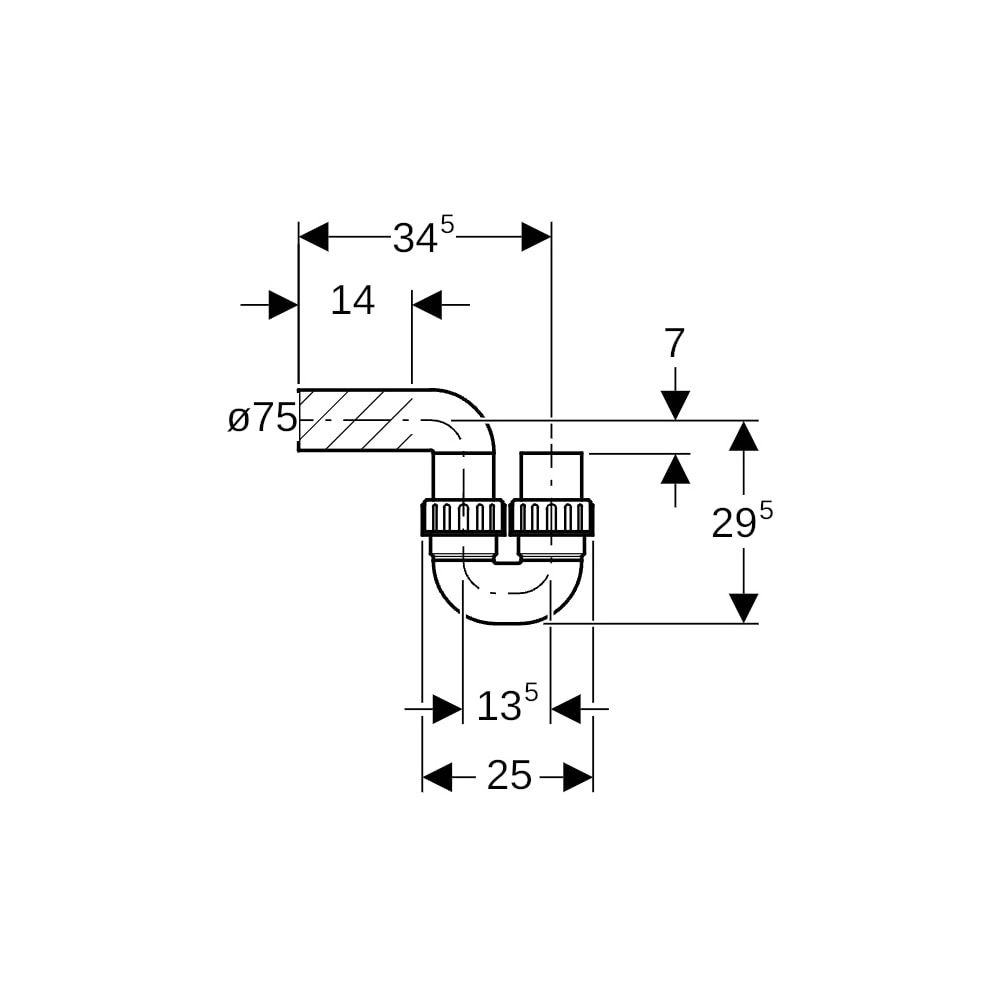 Geberit PE Rohrbogengeruchsverschluss d 75mm... GEBERIT-365730161 4025416027775 (Abb. 6)