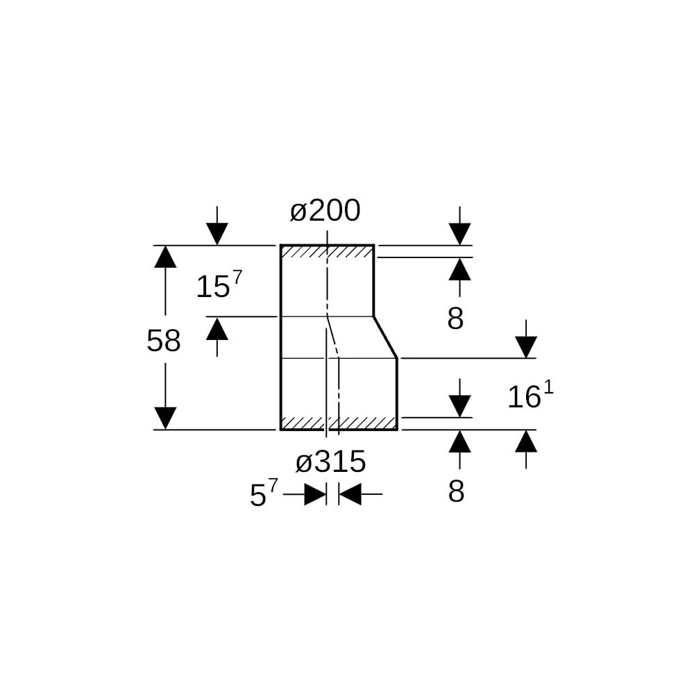 Geberit PE Reduktion exzentrisch, lang, d 315mm, d1 200mm... GEBERIT-372596161 4025416036753 (Abb. 5)