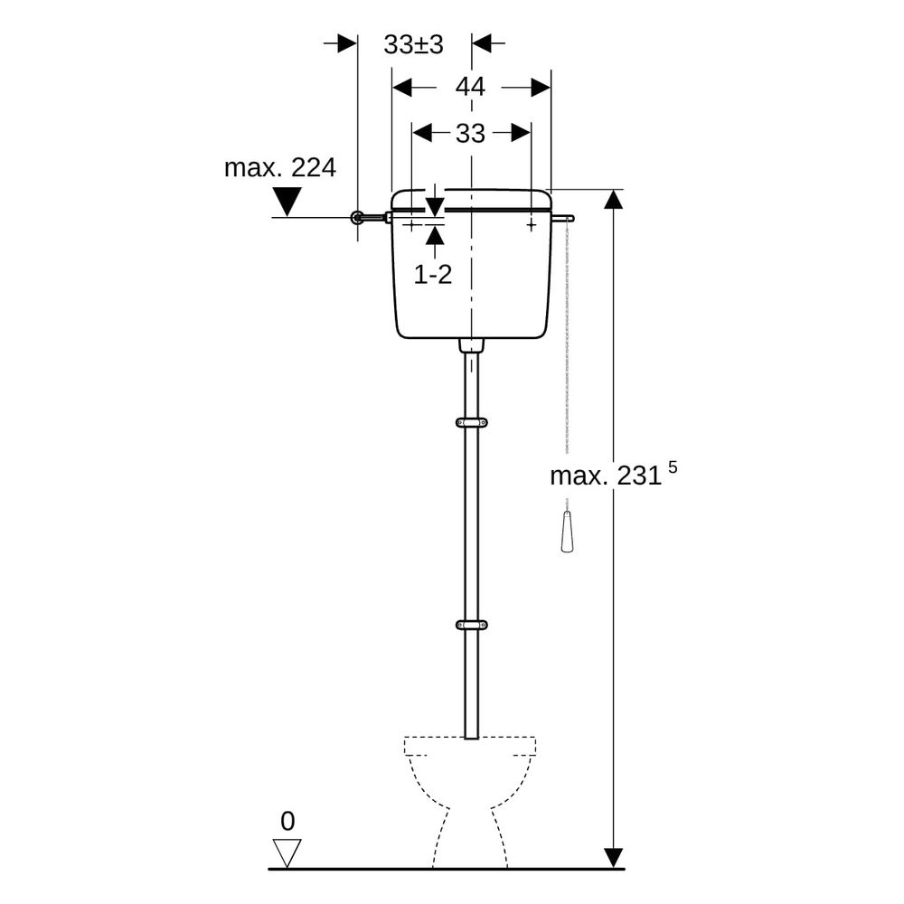 Geberit Aufputz 127 Aufputzspülkasten 1-Mengen-Spülung, Wasseranschluss seitlich, m... GEBERIT-127052111 4025416099154 (Abb. 11)