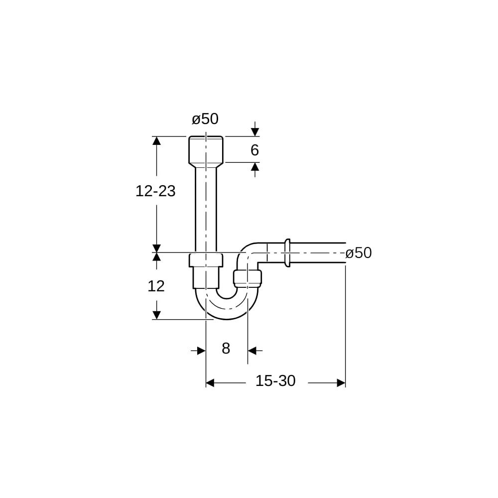 Geberit Siphon Rohrbogengeruchsverschluss für Ausgussbecken, Wandrosette, Abgang hor... GEBERIT-152701111 4025416000976 (Abb. 5)