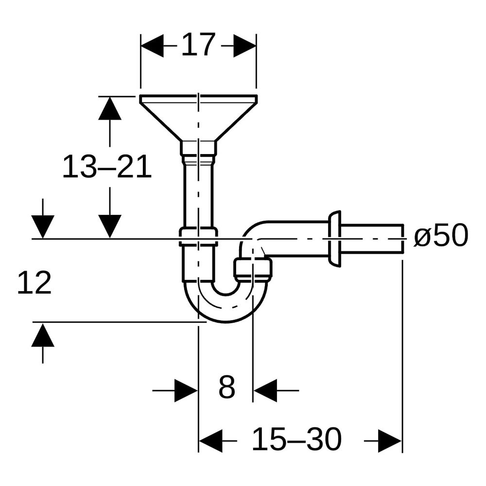 Geberit Rohrbogengeruchsverschluss für Geräte, mit Trichter oval Außendurchmesser 5... GEBERIT-152393111 4025416018575 (Abb. 10)