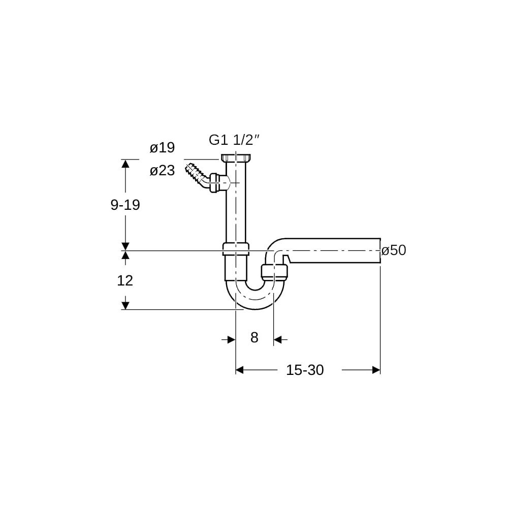 Geberit Siphon Rohrbogengeruchsverschluss für Spülbecken, Winkelschlauchtülle Abgang... GEBERIT-152711111 4025416001065 (Abb. 5)