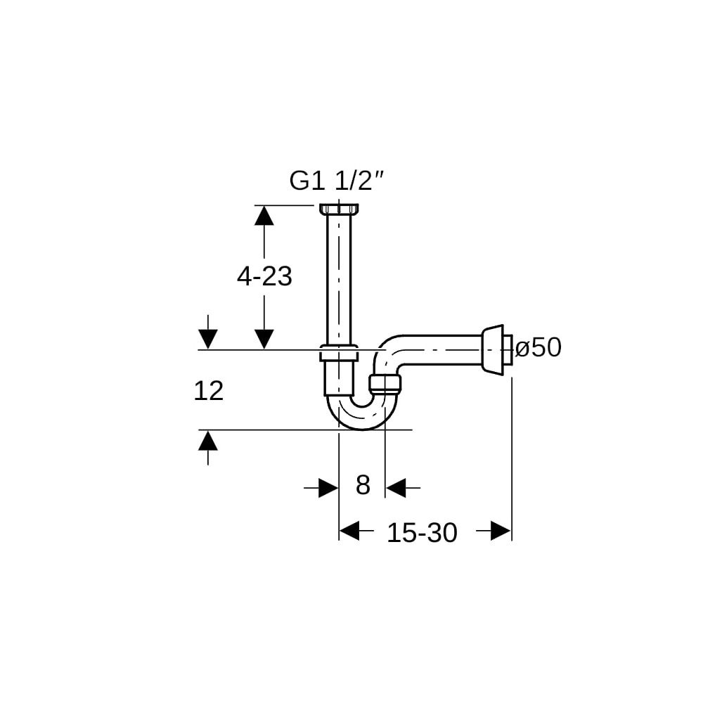 Geberit Siphon Rohrbogengeruchsverschluss für Spülbecken, Abgang horizontal Außendur... GEBERIT-152741111 4025416021421 (Abb. 5)