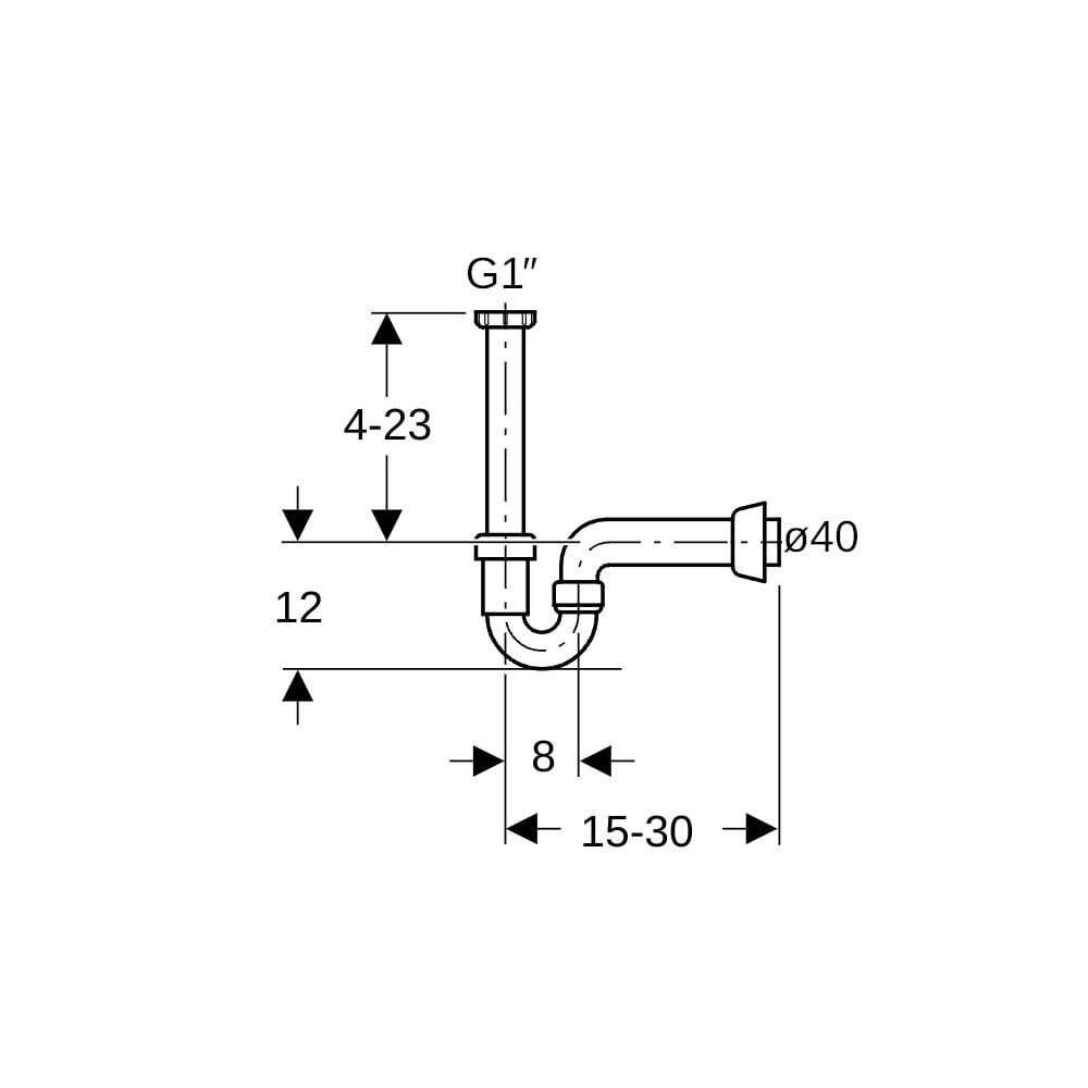 Geberit Siphon Rohrbogengeruchsverschluss für Spülbecken, Abgang horizontal Außendur... GEBERIT-152742111 4025416021438 (Abb. 5)