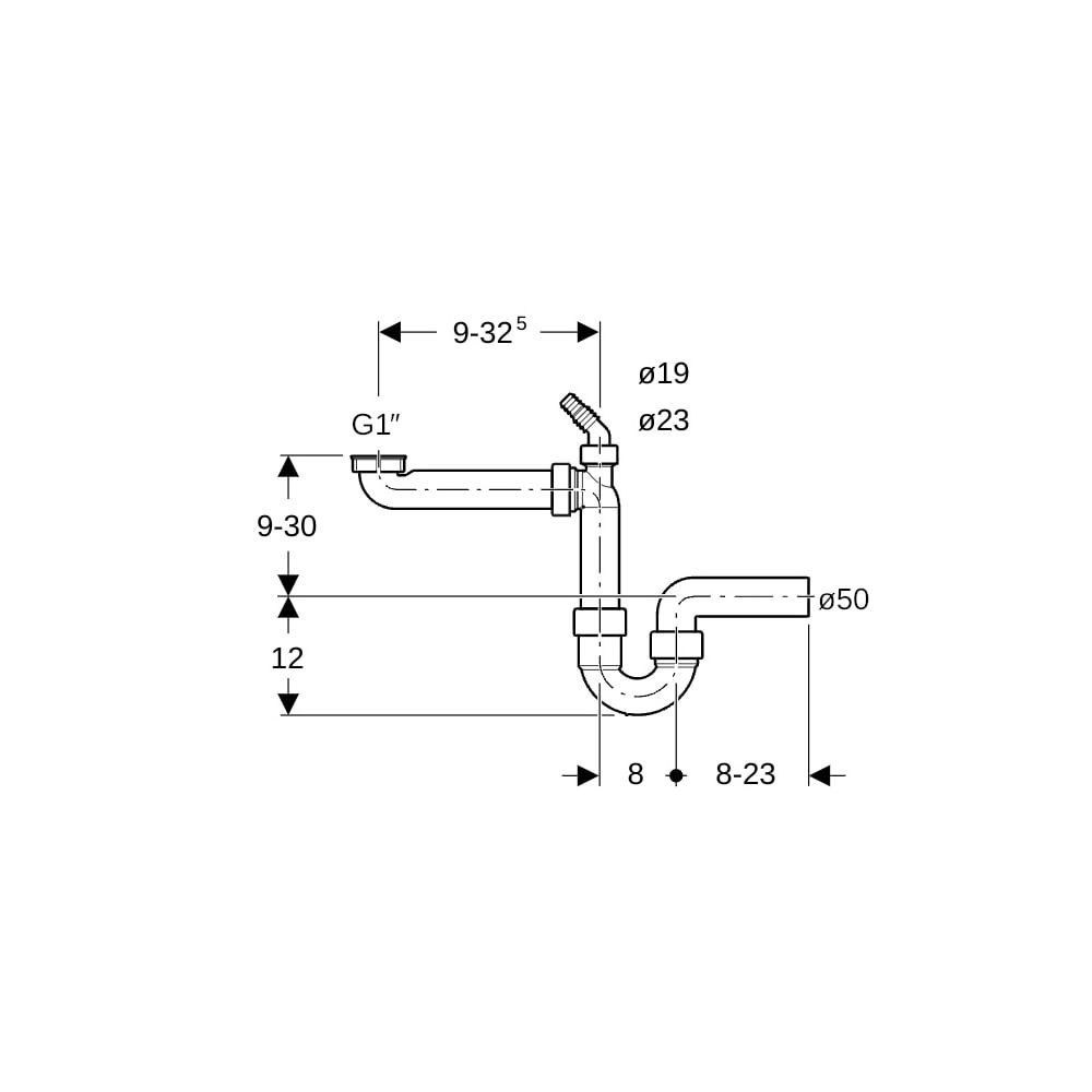 Geberit Siphon Rohrbogengeruchsverschluss für Spülbecken Raumspar-Siphon Winkelschla... GEBERIT-152819111 4025416022220 (Abb. 5)