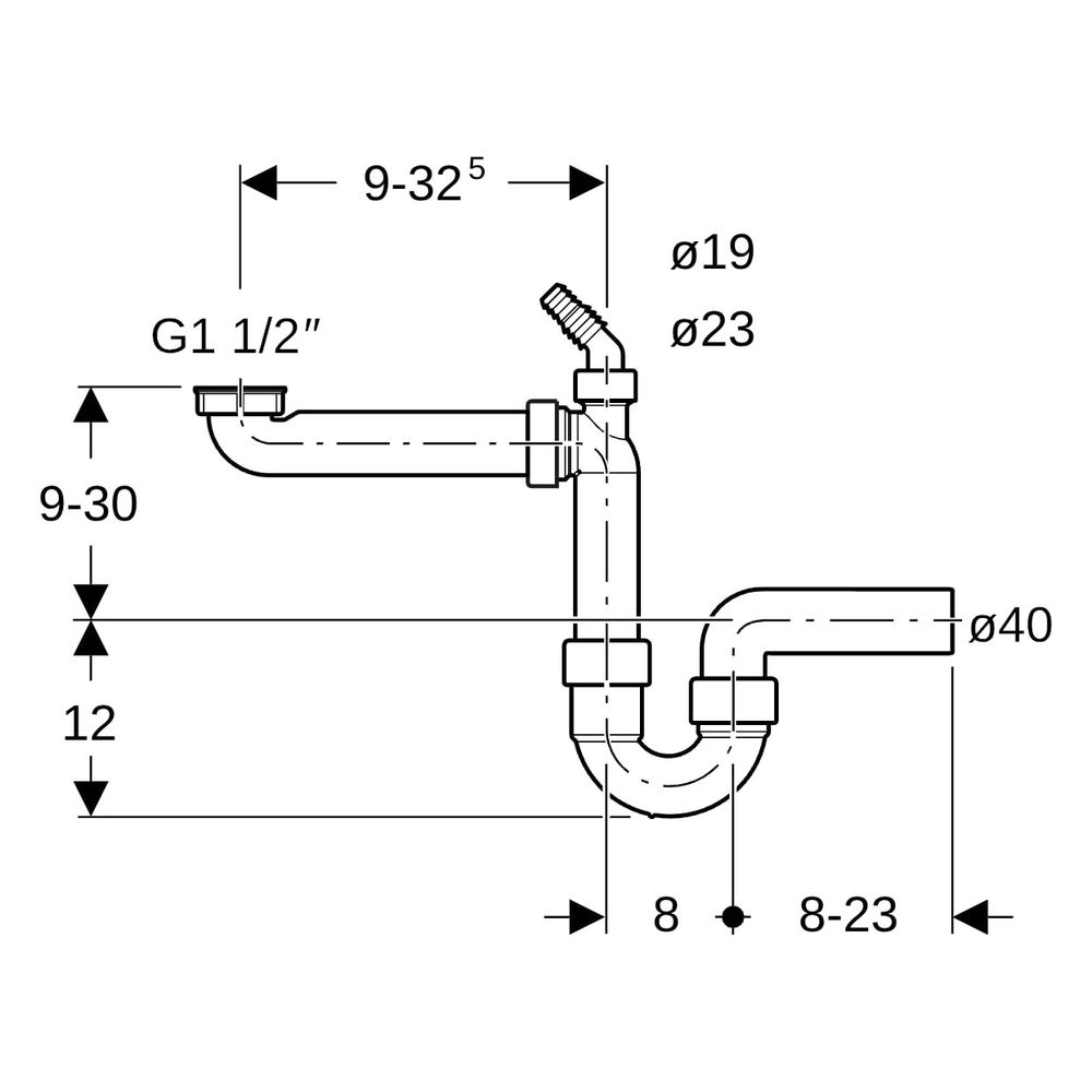 Geberit Rohrbogengeruchsverschluss für Spülbecken Raumspar-Siphon, Winkelschlauchtü... GEBERIT-152885111 4025416001072 (Abb. 10)