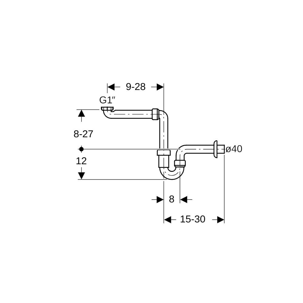 Geberit Rohrbogengeruchsverschluss für Waschbecken, Raumspar-Siphon, Abgang horizont... GEBERIT-151107111 4025416016397 (Abb. 5)