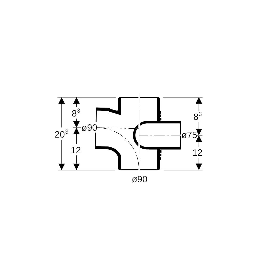 Geberit Silent db20 Schachtbogenabzweig 88,5 Grad links d 90mm, d1 90mm, d2 75mm... GEBERIT-308872141 4025416860877 (Abb. 7)