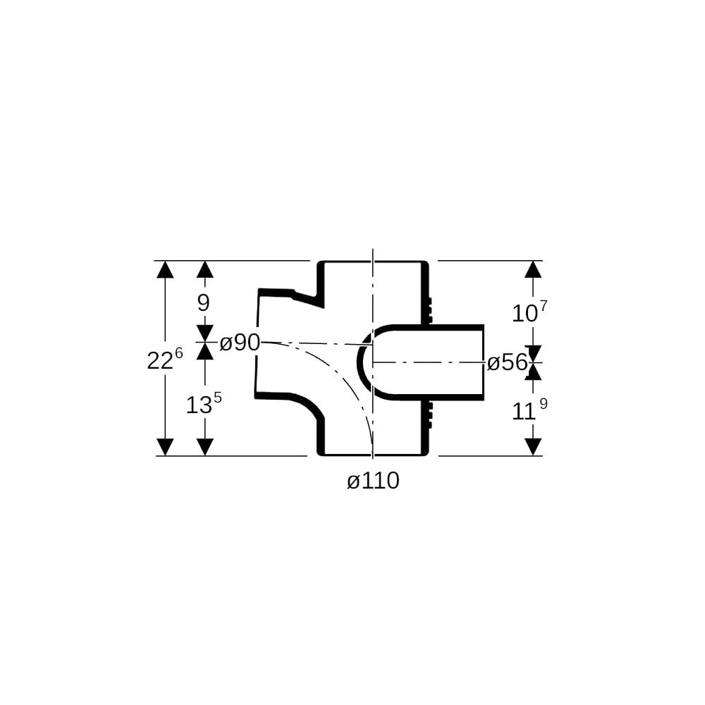 Geberit Silent db20 Schachtbogenabzweig 88,5 Grad links, 110x90x56mm... GEBERIT-310874141 4025410100504 (Abb. 5)