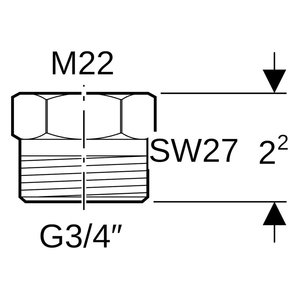 Geberit Übergang Eurokonus, mit Innengewinde CW617N, G 3/4", M 22mm, 641522001... GEBERIT-641522001 4025416128304 (Abb. 6)