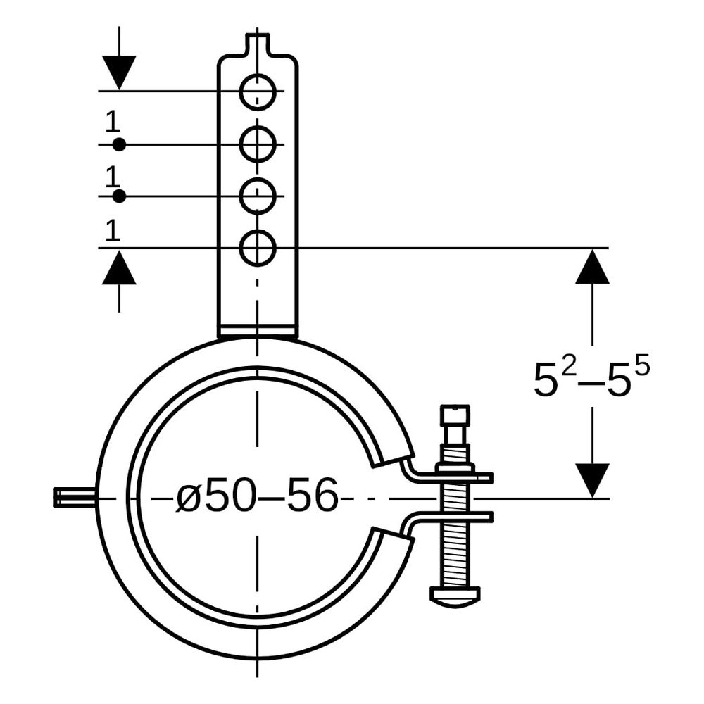 Geberit Ablaufrohrschelle für Montageplatten, 50-56mm, Stahl, Zink, 601741001... GEBERIT-601741001 4025416144335 (Abb. 8)