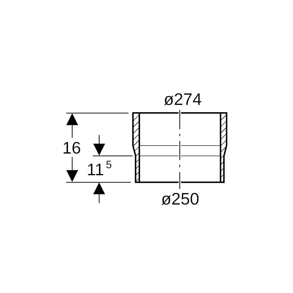 Geberit PE Übergangsstutzen auf Guss Außendurchmesser 250mm... GEBERIT-371738161 4025416036296 (Abb. 5)