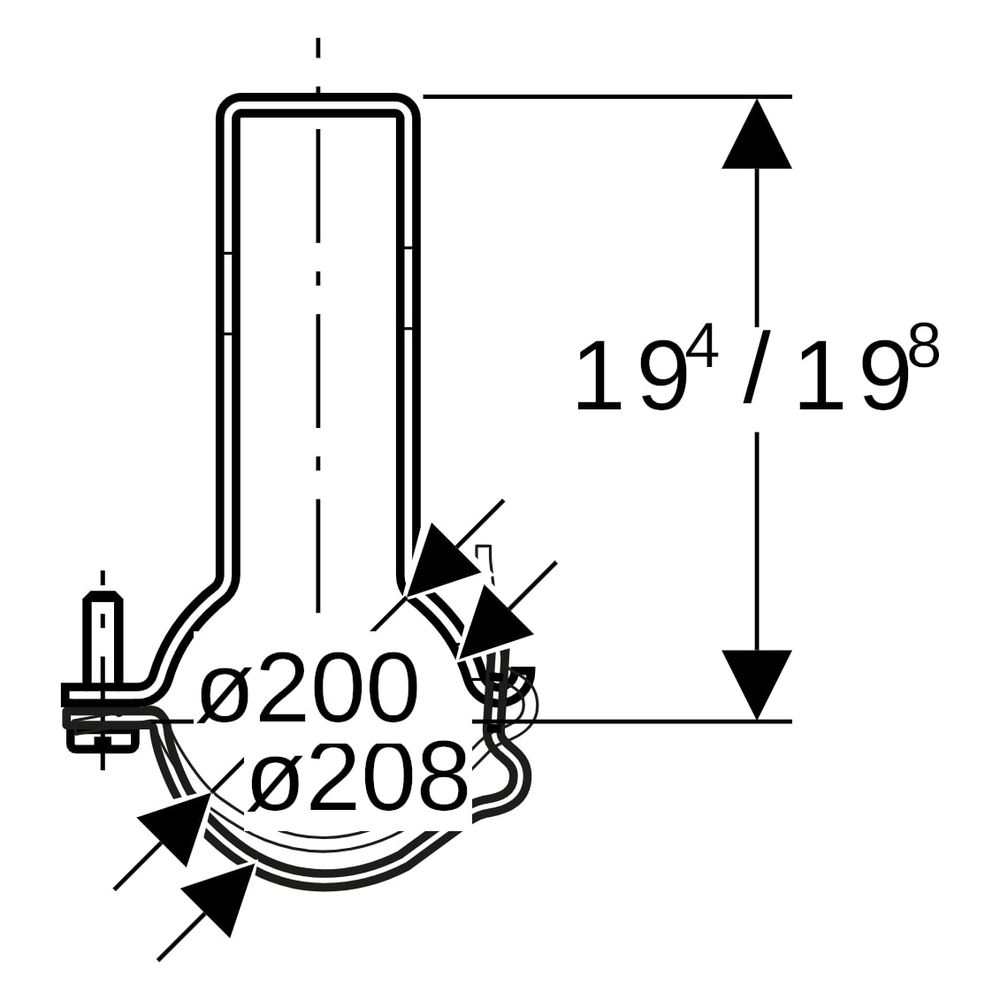 Geberit Pluvia Rohrschelle verstellbar, mit Sicherungsbügel ID 200mm, di1 208mm, DN ... GEBERIT-370861261 4025416646259 (Abb. 6)