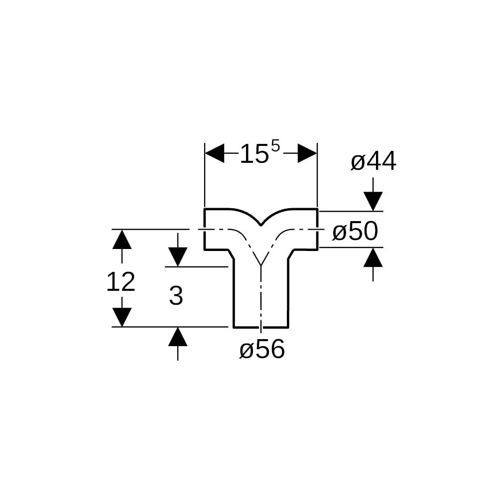 Geberit PE Doppelanschlussbogen 90 Grad für Manschette Außendurchmesser 56mm... GEBERIT-363472161 4025416024767 (Abb. 5)