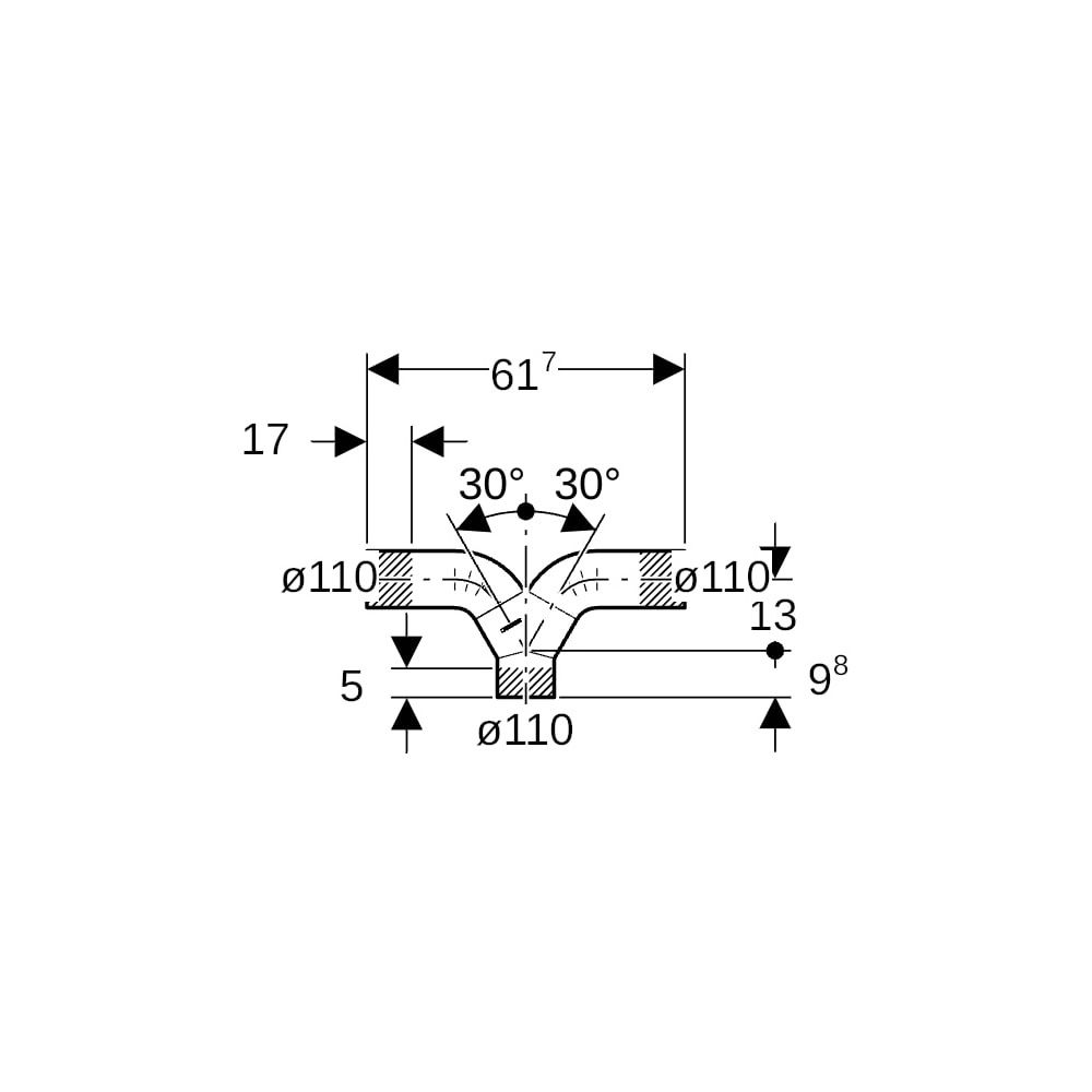 Geberit PE Hosenabzweig 2x90 Grad mit langen Schenkeln d 110mm, d1 110mm... GEBERIT-367458161 4025416031482 (Abb. 5)