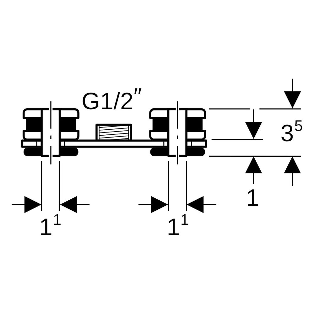 Geberit Grundplatte, rechteckig, Zweiloch, G 1/2", 12x4x3,5cm, 359146261... GEBERIT-359146261 4025416438823 (Abb. 9)