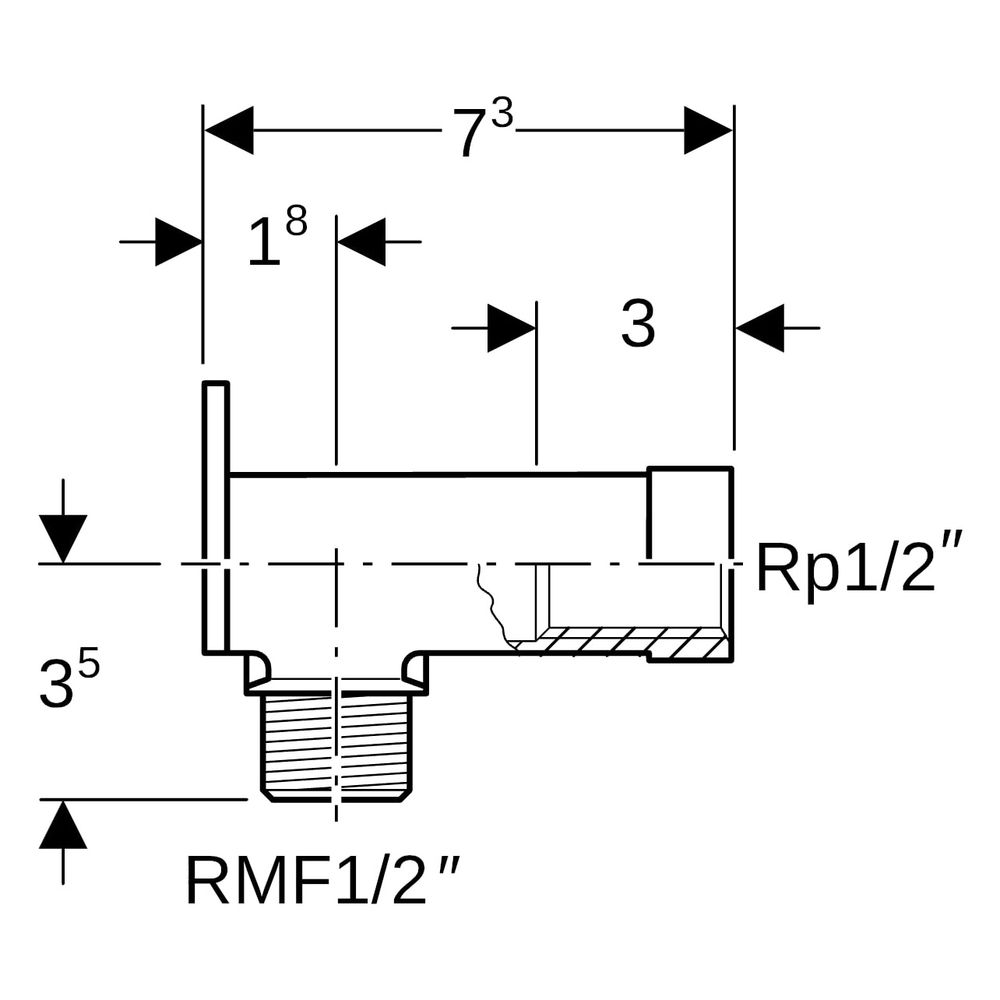 Geberit Set Anschlusswinkel 90 Grad mit Außengewinde, MF 1/2", RMF 1/2", Rp 1/2", Lä... GEBERIT-465034002 4025410167743 (Abb. 5)