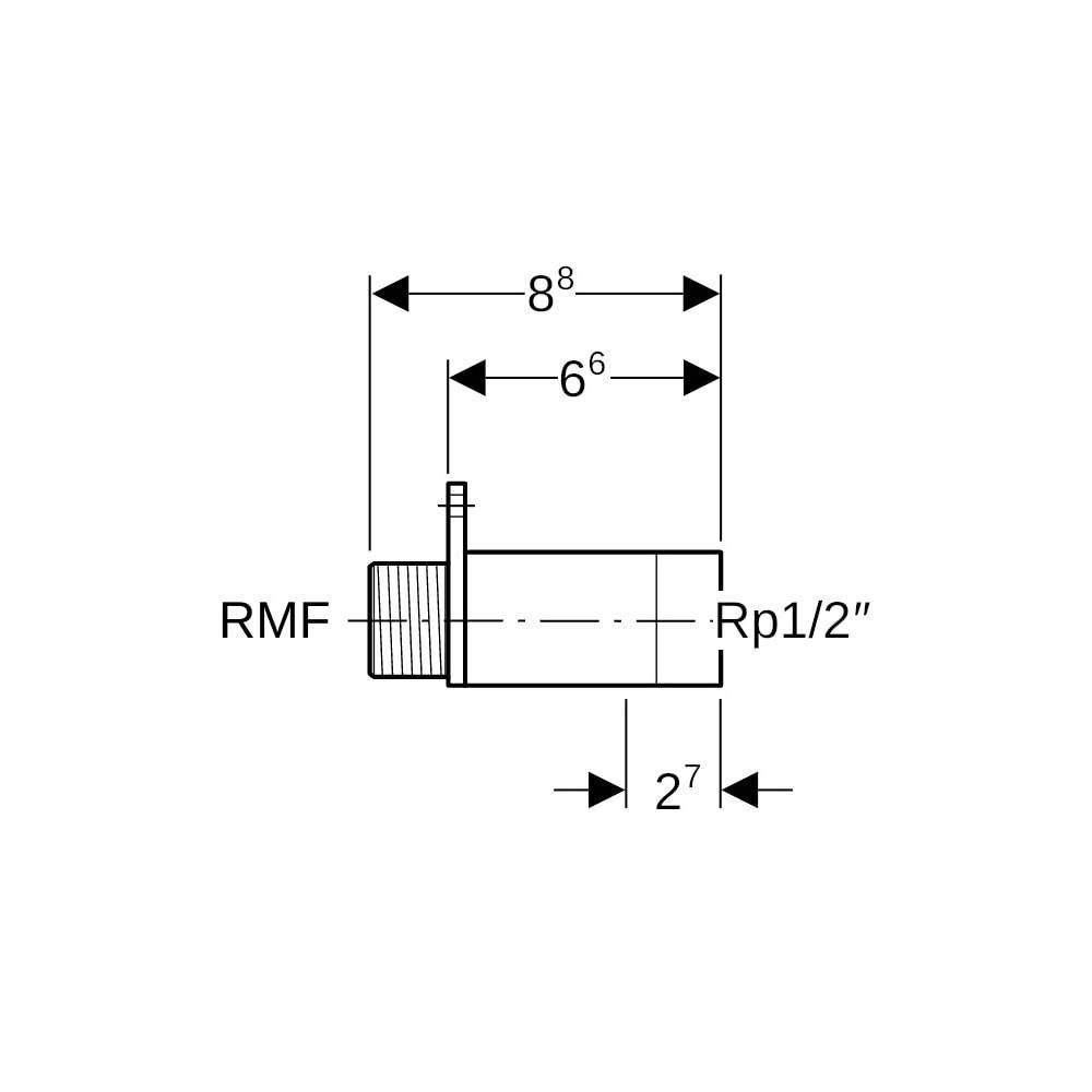 Geberit Anschluss gerade mit Außengewinde MF 1/2", RMF 1/2″, Rp 1/2″, L 6,6cm, Rotgu... GEBERIT-602269001 4025410900586 (Abb. 5)