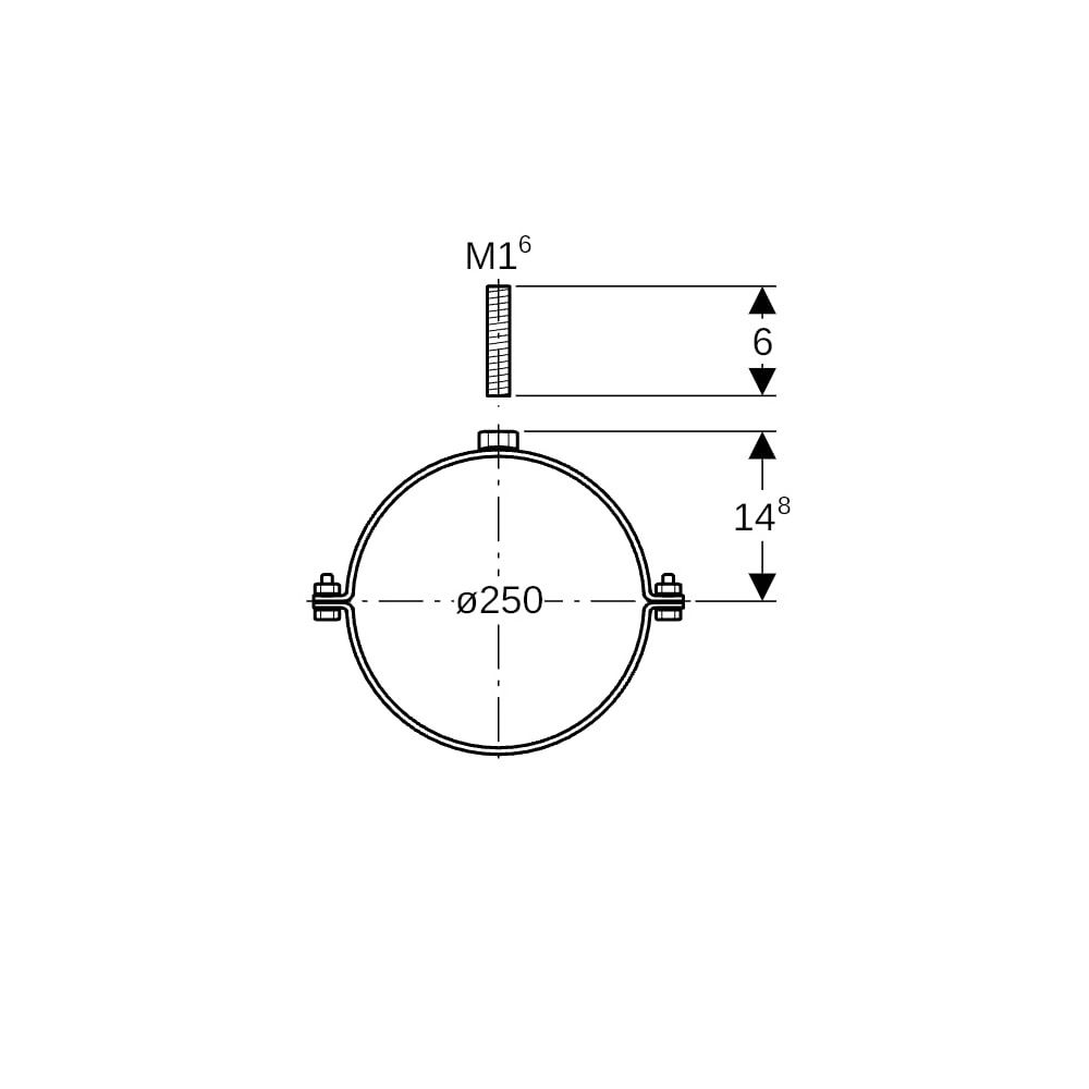 Geberit Pluvia Rohrschelle mit Muffe M16 Breite 3cm, Länge 14,8cm, DN 250... GEBERIT-371862001 4025416504597 (Abb. 6)