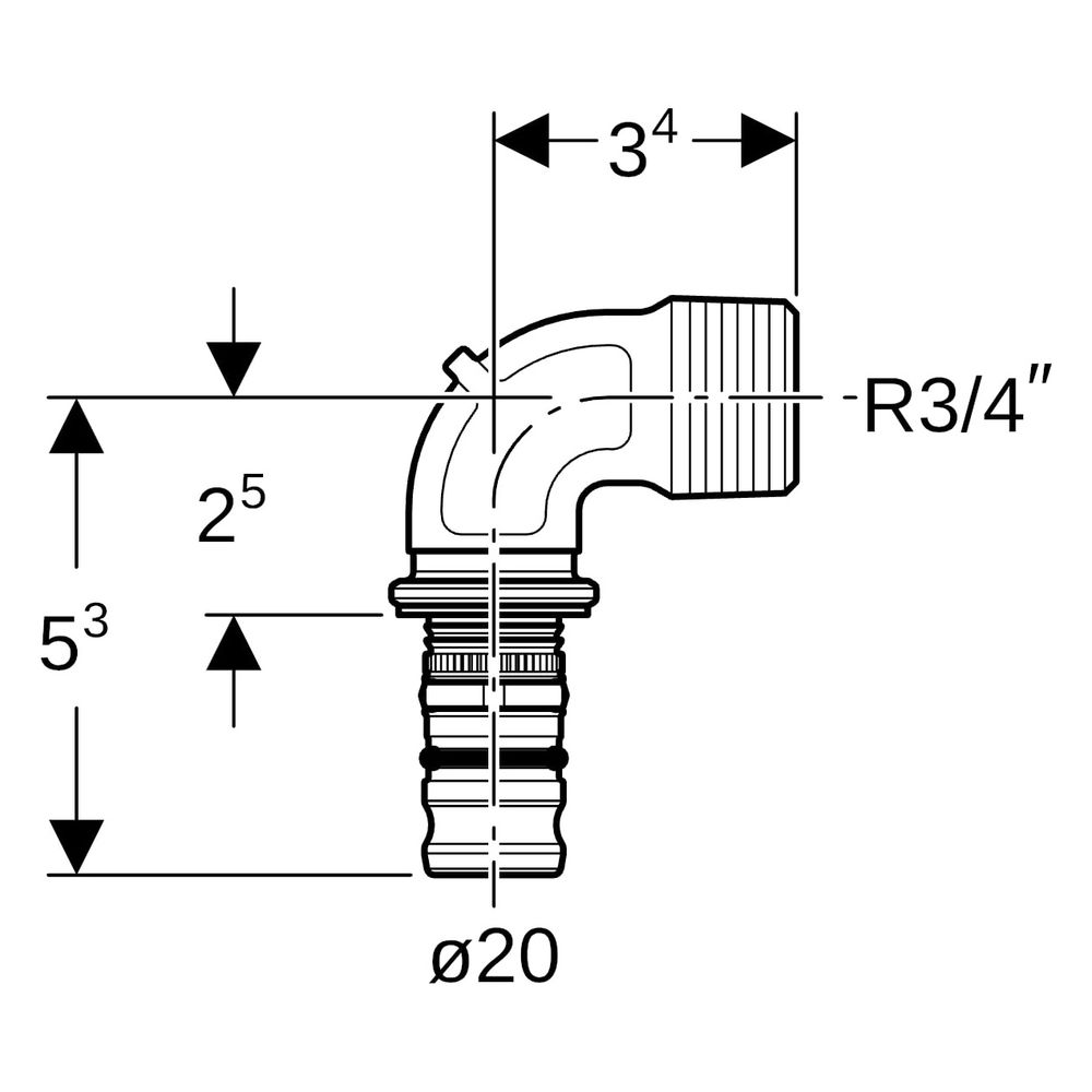 Geberit Mepla Übergangsbogen 90 Grad mit Außengewinde, D 20mm, R 3/4", Rotguss bleif... GEBERIT-602253005 4025416679172 (Abb. 7)